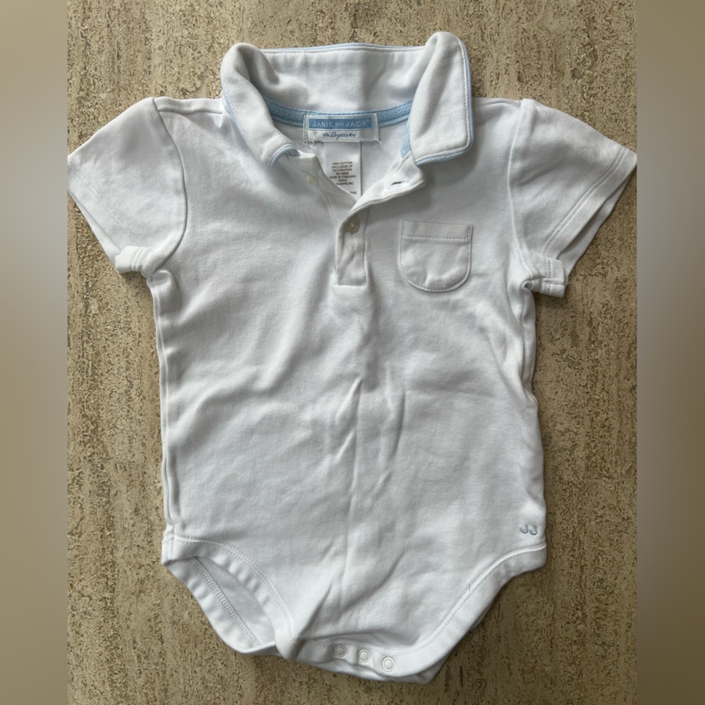 Janie and Jack White Polo Onsie